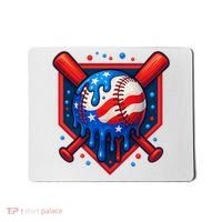 4th Of July Baseball  - USA Flag Ice Cream Drip  - Patriotic Summer Gift Mousepad thumb 0