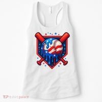 4th Of July Baseball  - USA Flag Ice Cream Drip  - Patriotic Summer Gift Women's Tank Top thumb 0