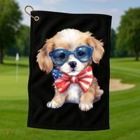 4th Of July Cute Dog Lover Golf Towel thumb 1