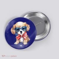 4th Of July Cute Dog Lover Button thumb 0