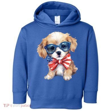4th Of July Cute Dog Lover Toddler Hoodie
