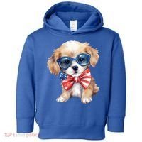4th Of July Cute Dog Lover Toddler Hoodie thumb 0