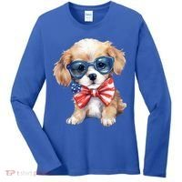 4th Of July Cute Dog Lover Women's Long Sleeve Shirt thumb 0