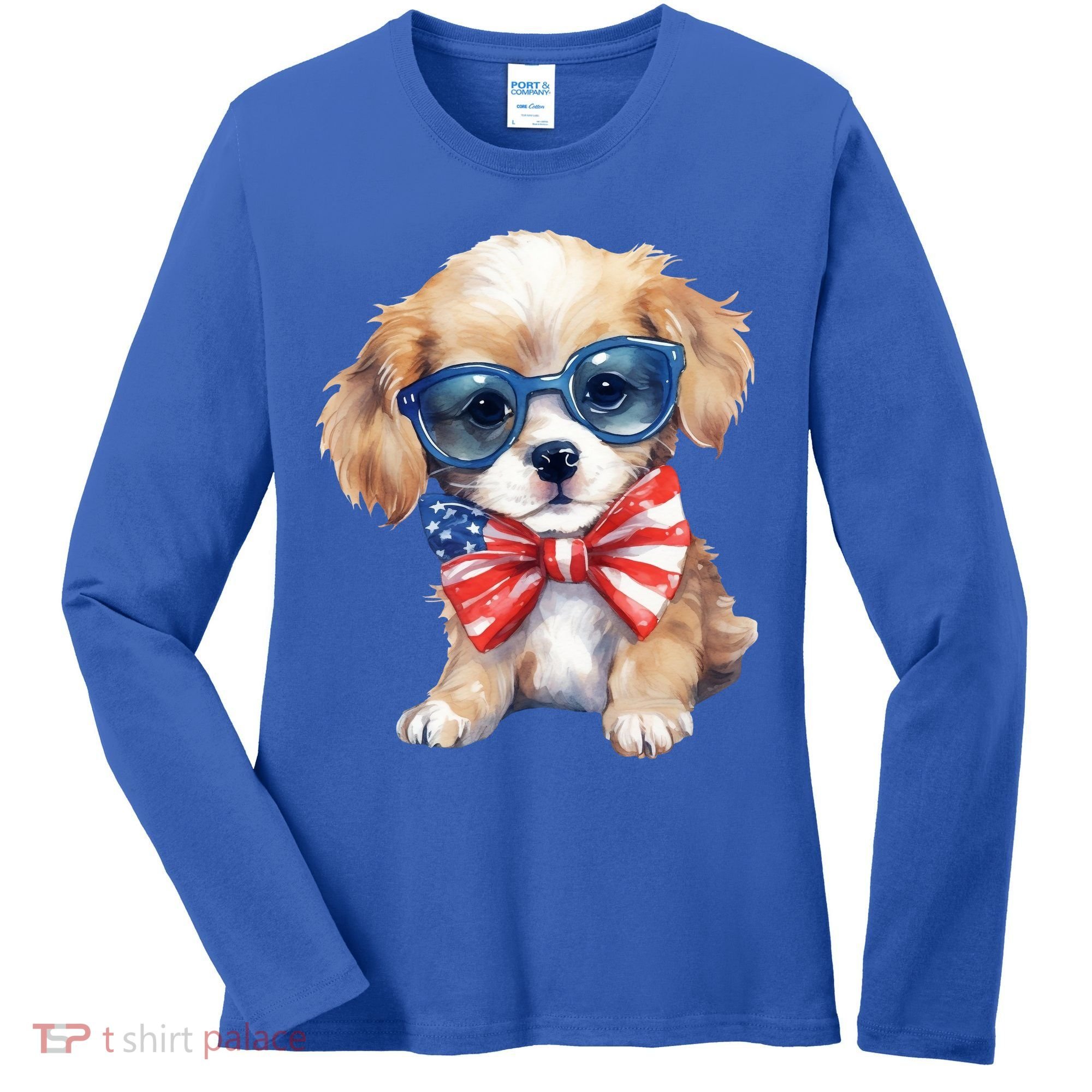 4th Of July Cute Dog Lover Women's Long Sleeve Shirt