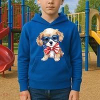 4th Of July Cute Dog Lover Kids Hoodie thumb 2
