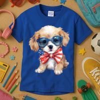 4th Of July Cute Dog Lover Kids T-Shirt thumb 3