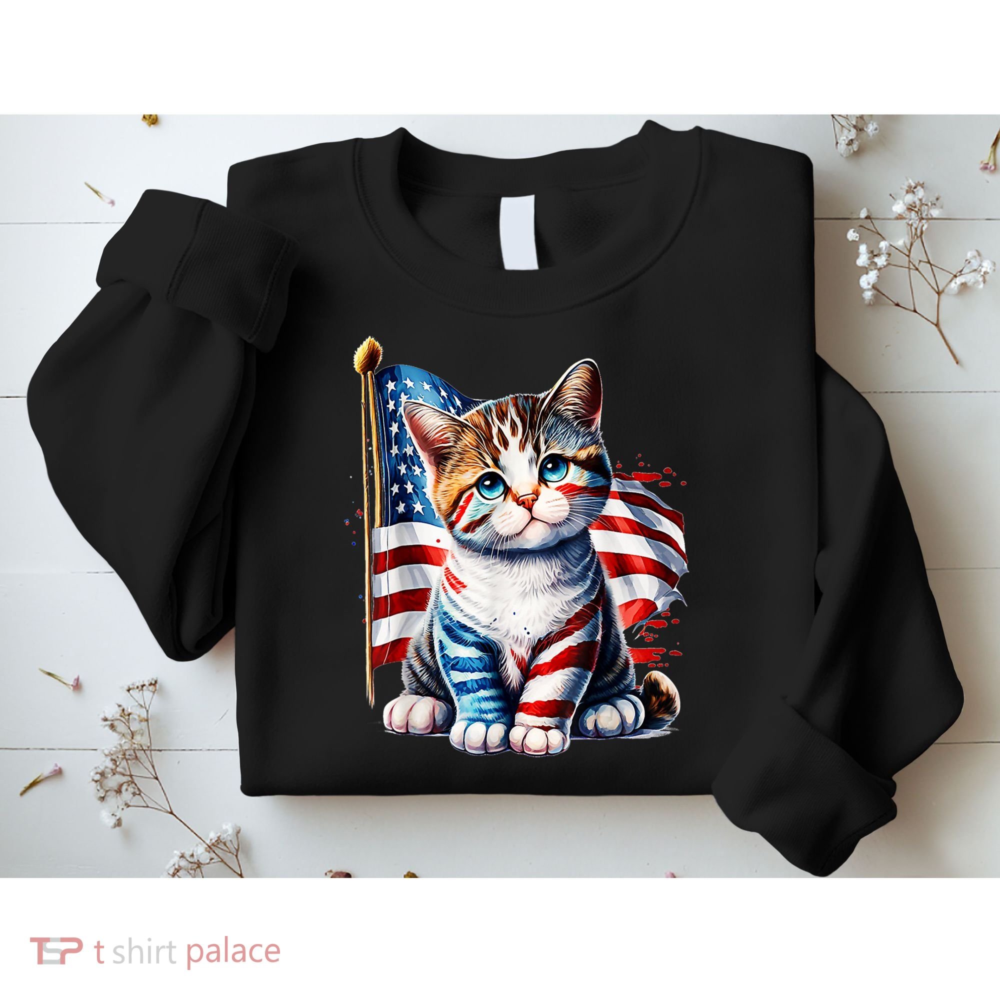 4th Of July Cat Mom American Flag Cat Lover Gift Sweatshirt