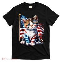 4th Of July Cat Mom American Flag Cat Lover Gift T-Shirt thumb 0
