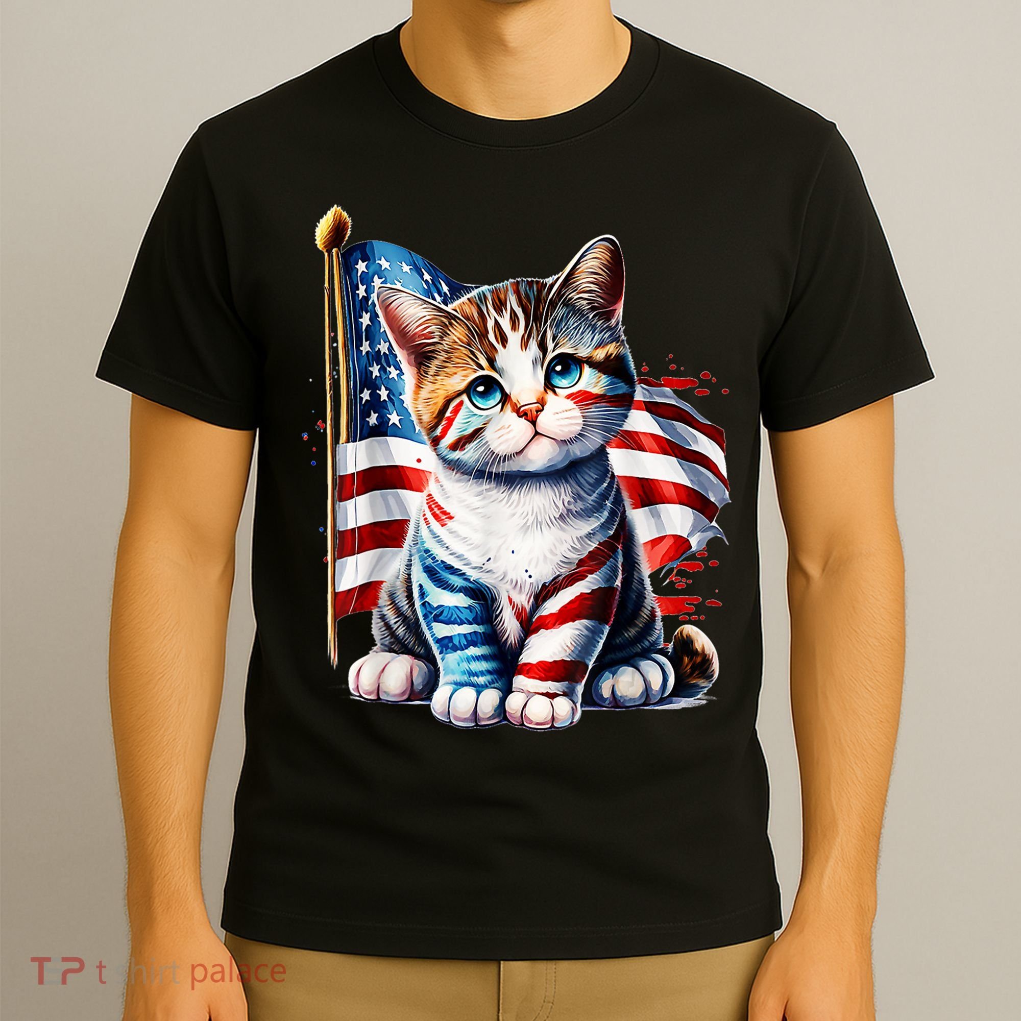 4th Of July Cat Mom American Flag Cat Lover Gift T-Shirt