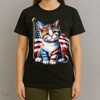 4th Of July Cat Mom American Flag Cat Lover Gift T-Shirt thumb 4