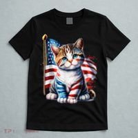 4th Of July Cat Mom American Flag Cat Lover Gift T-Shirt thumb 5