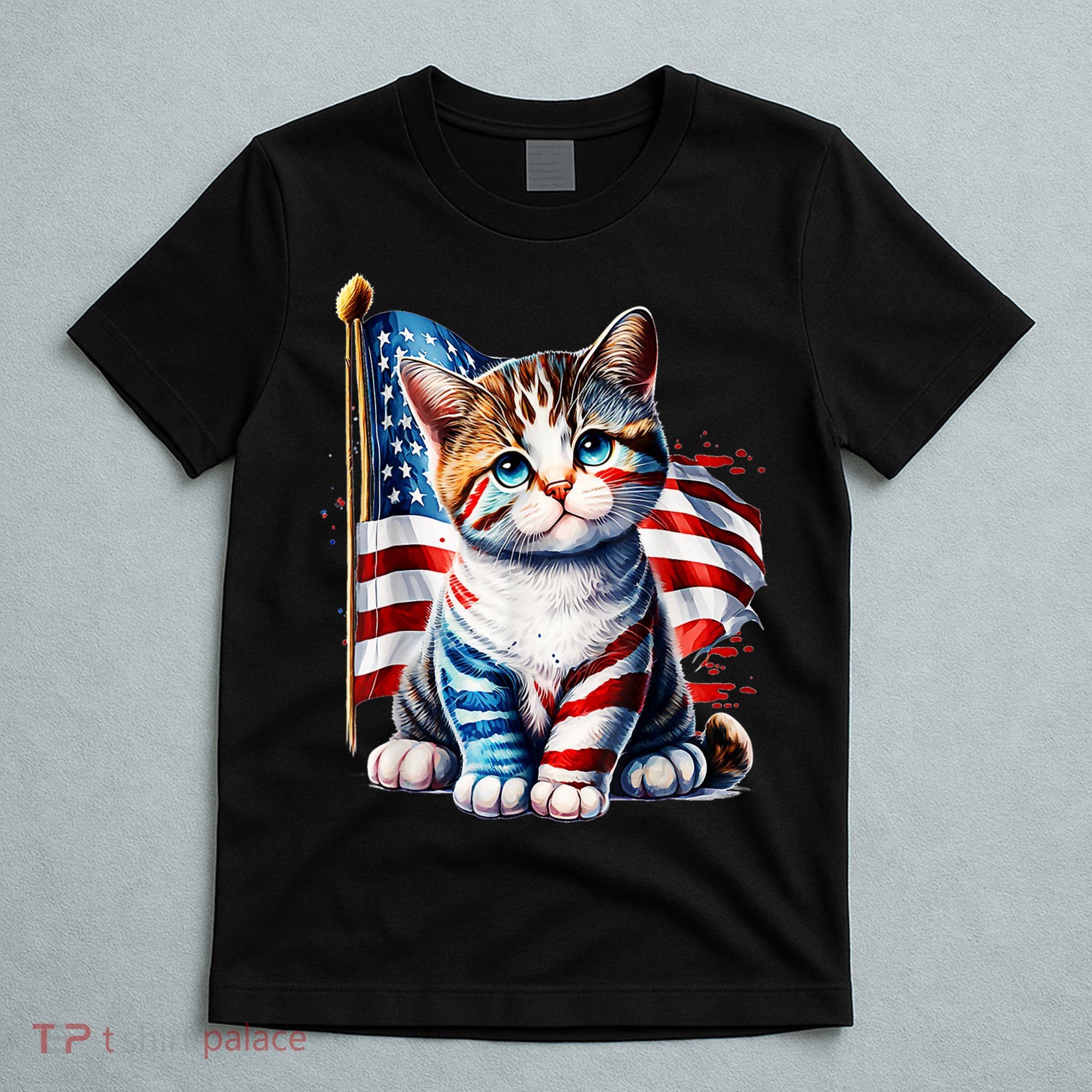4th Of July Cat Mom American Flag Cat Lover Gift T-Shirt