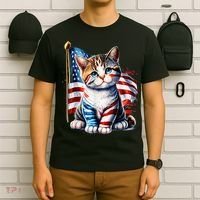 4th Of July Cat Mom American Flag Cat Lover Gift T-Shirt thumb 6