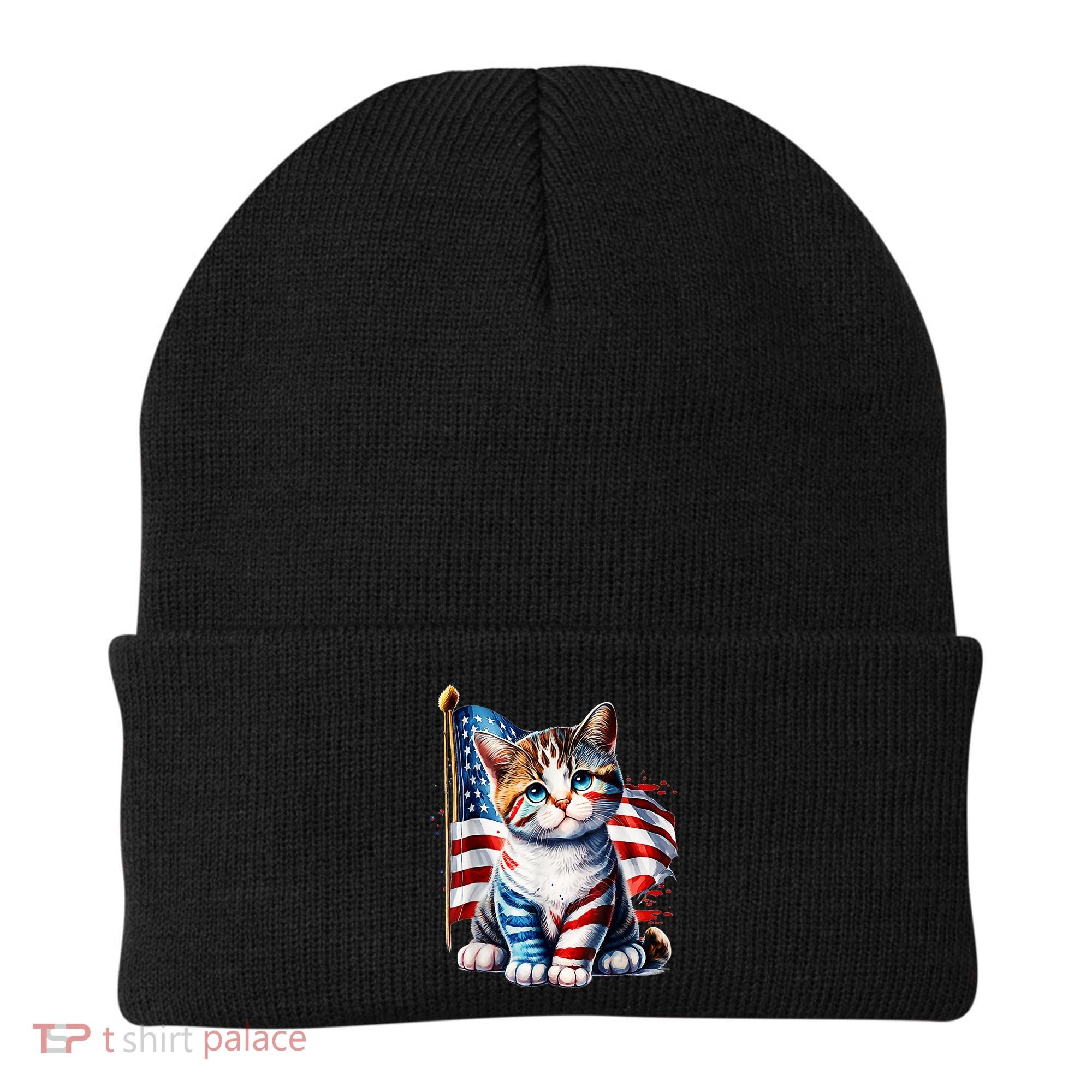 4th Of July Cat Mom American Flag Cat Lover Gift Beanie