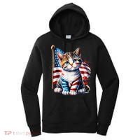 4th Of July Cat Mom American Flag Cat Lover Gift Women's Hoodie thumb 0