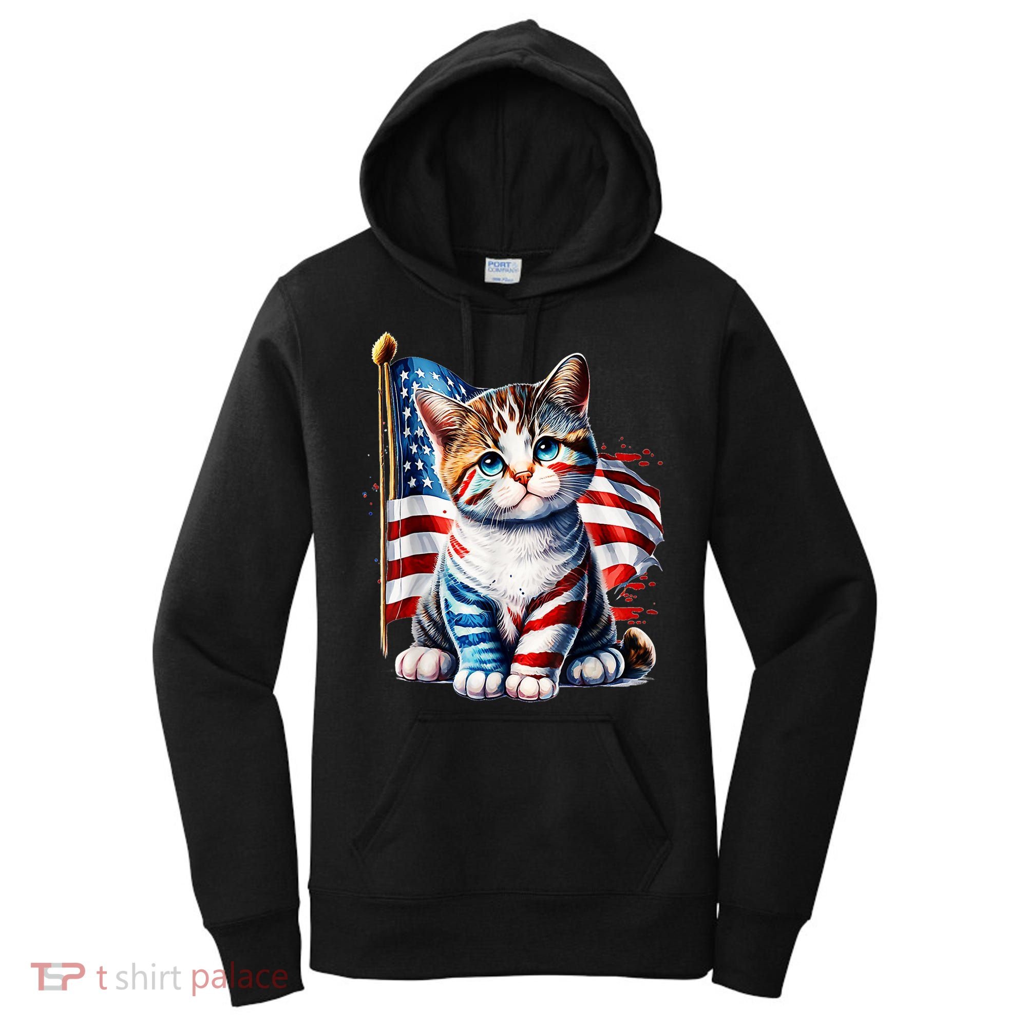 4th Of July Cat Mom American Flag Cat Lover Gift Women's Hoodie