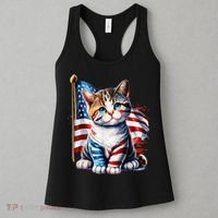 4th Of July Cat Mom American Flag Cat Lover Gift Women's Tank Top thumb 3