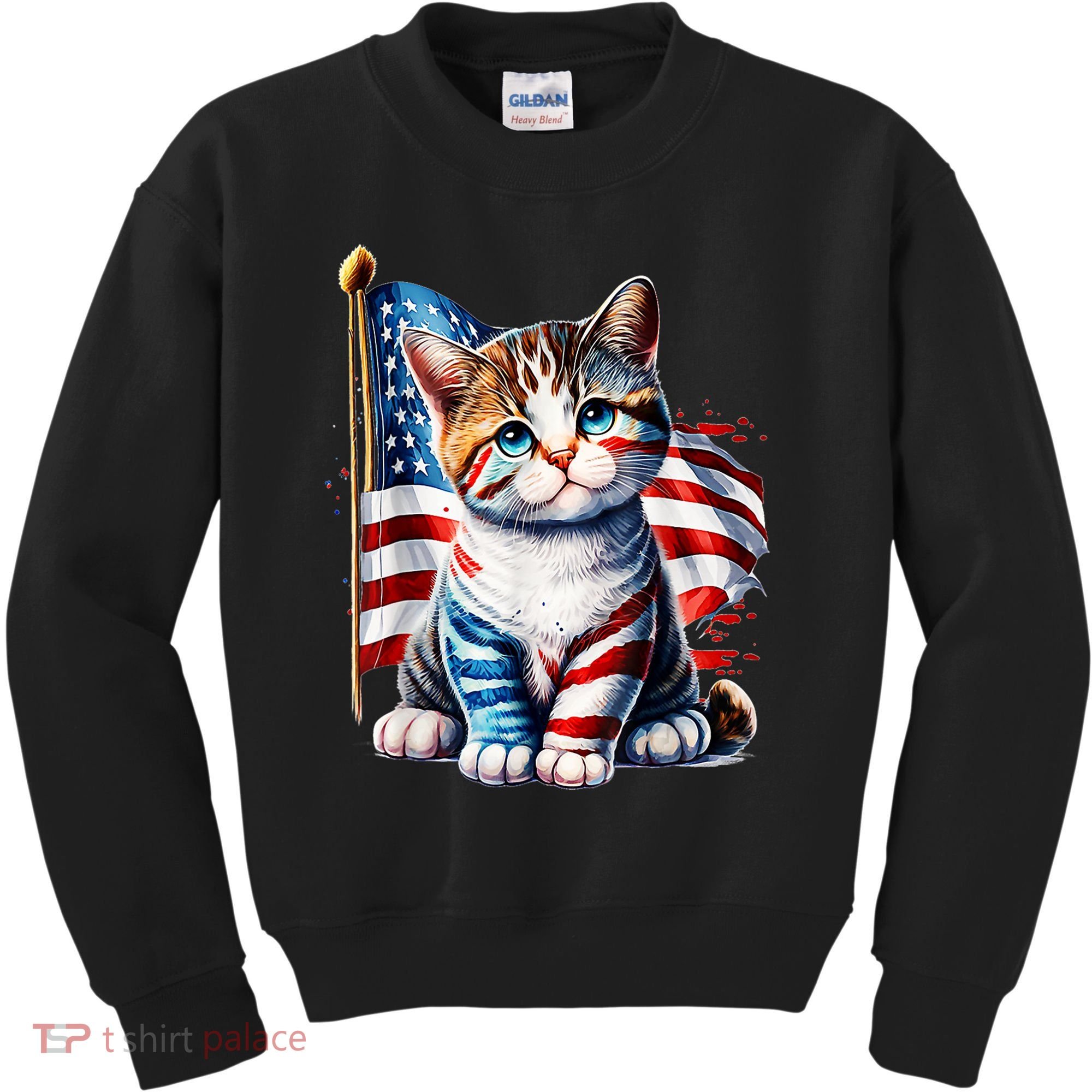 4th Of July Cat Mom American Flag Cat Lover Gift Kids Sweatshirt