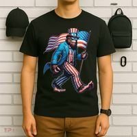 4th Of July Bigfoot Sasquatch Patriotic American Flag T-Shirt thumb 6