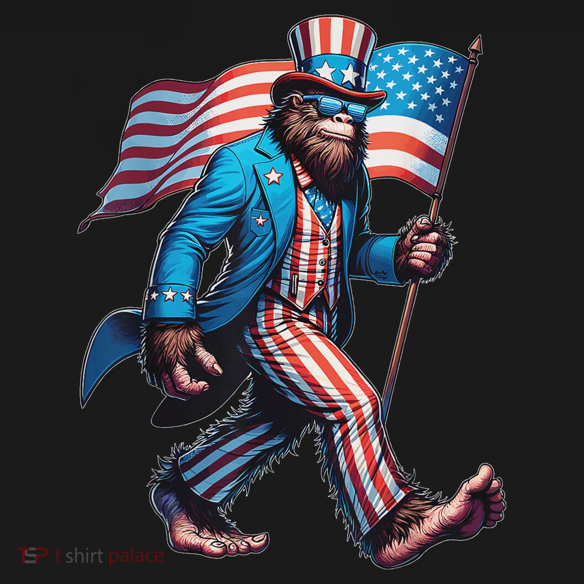 4th Of July Bigfoot Sasquatch Patriotic American Flag Visor