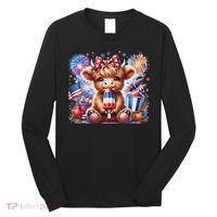 4th Of July Highland Cow Popsicle Firework Usa American Long Sleeve Shirt thumb 0
