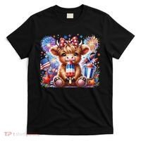 4th Of July Highland Cow Popsicle Firework Usa American T-Shirt thumb 0