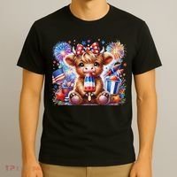 4th Of July Highland Cow Popsicle Firework Usa American T-Shirt thumb 3