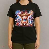 4th Of July Highland Cow Popsicle Firework Usa American T-Shirt thumb 4