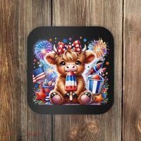 4th Of July Highland Cow Popsicle Firework Usa American Coaster thumb 0