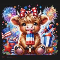4th Of July Highland Cow Popsicle Firework Usa American Women's Hoodie thumb 2
