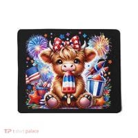 4th Of July Highland Cow Popsicle Firework Usa American Mousepad thumb 0