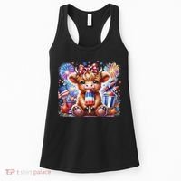 4th Of July Highland Cow Popsicle Firework Usa American Women's Tank Top thumb 0