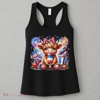 4th Of July Highland Cow Popsicle Firework Usa American Women's Tank Top thumb 3