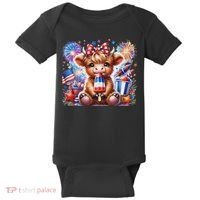 4th Of July Highland Cow Popsicle Firework Usa American Baby Bodysuit thumb 0