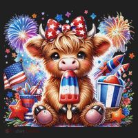 4th Of July Highland Cow Popsicle Firework Usa American Hat thumb 2