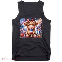 4th Of July Highland Cow Popsicle Firework Usa American Tank Top thumb 0