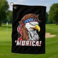 4th Of July Bald Eagle Mullet Murica Usa Usa Merica Golf Towel thumb 1