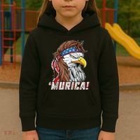 4th Of July Bald Eagle Mullet Murica Usa Usa Merica Kids Hoodie thumb 3