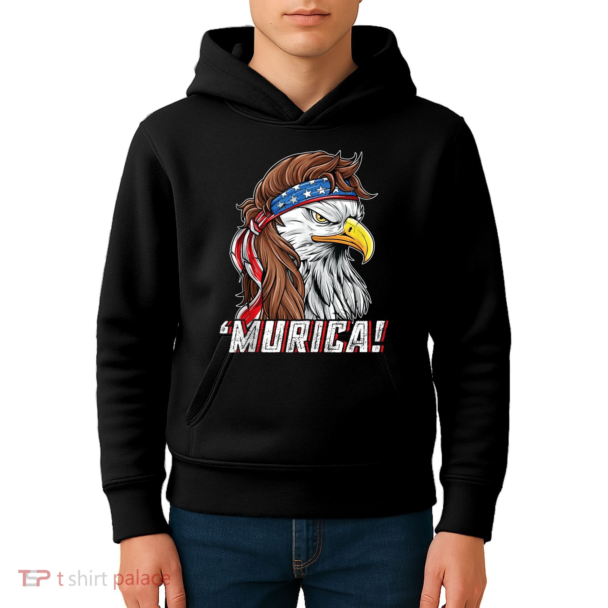 4th Of July Bald Eagle Mullet Murica Usa Usa Merica Kids Hoodie