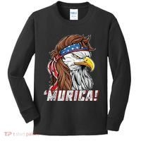 4th Of July Bald Eagle Mullet Murica Usa Usa Merica Kids Long Sleeve Shirt thumb 0