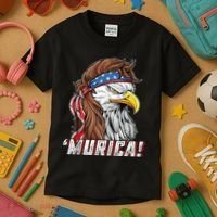 4th Of July Bald Eagle Mullet Murica Usa Usa Merica Kids T-Shirt thumb 3