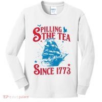4th Of July Spilling The Tea Since 1773 History Teacher Kids Long Sleeve Shirt thumb 0