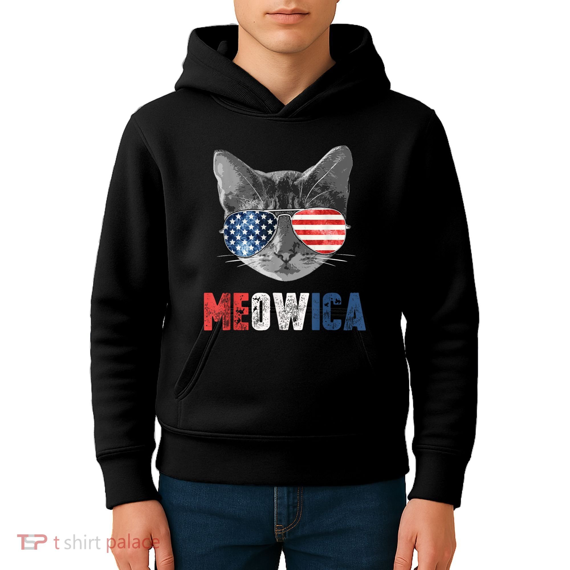 4th Of July Bald Eagle Mullet Meowica Usa Usa Merica Kids Hoodie