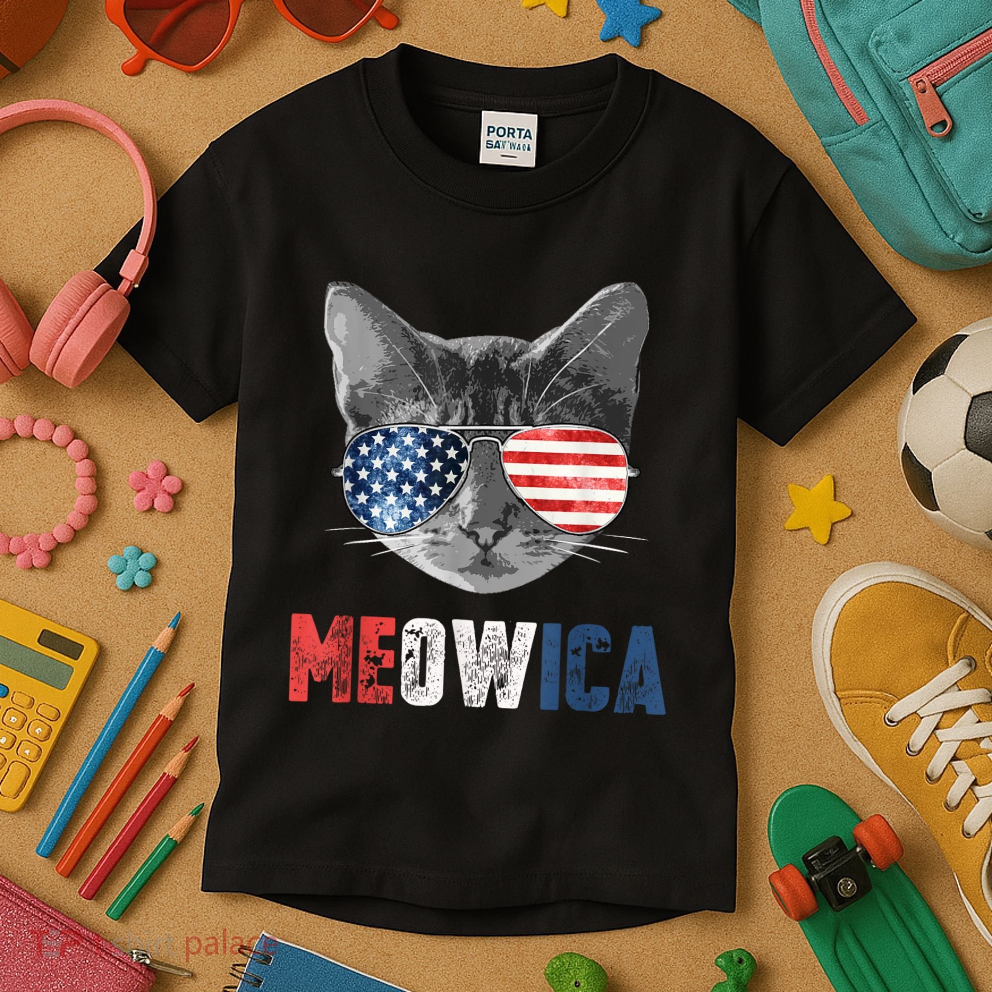 4th Of July Bald Eagle Mullet Meowica Usa Usa Merica Kids T-Shirt