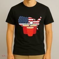 4th Of July I Beer Pong American Flag I College Party T-Shirt thumb 3