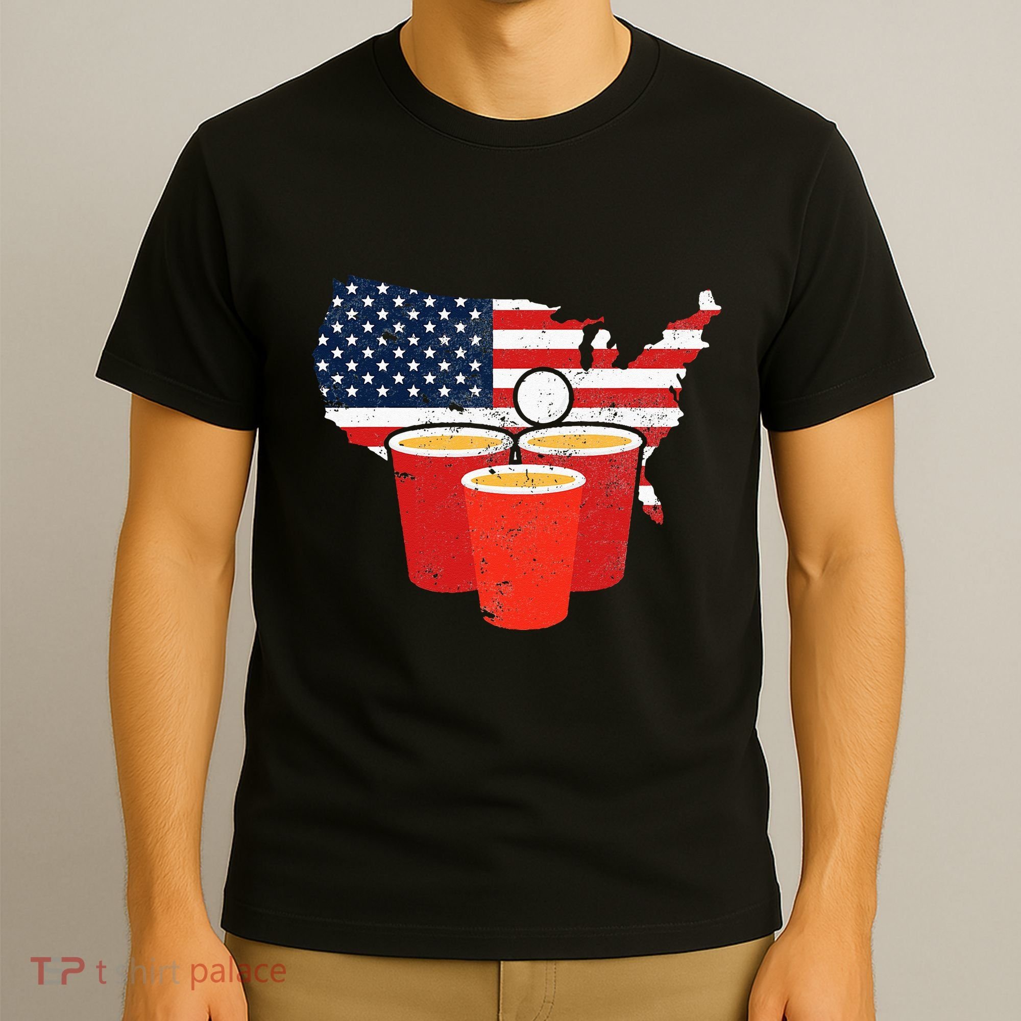 4th Of July I Beer Pong American Flag I College Party T-Shirt