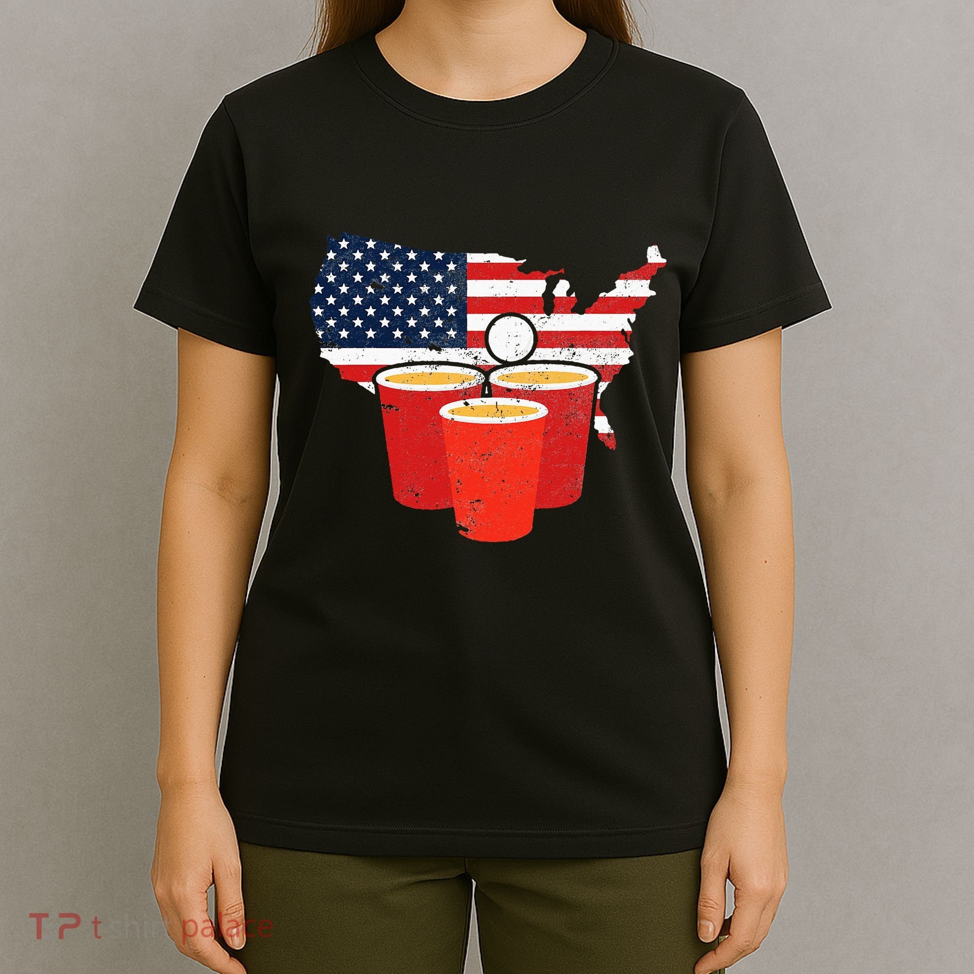4th Of July I Beer Pong American Flag I College Party T-Shirt