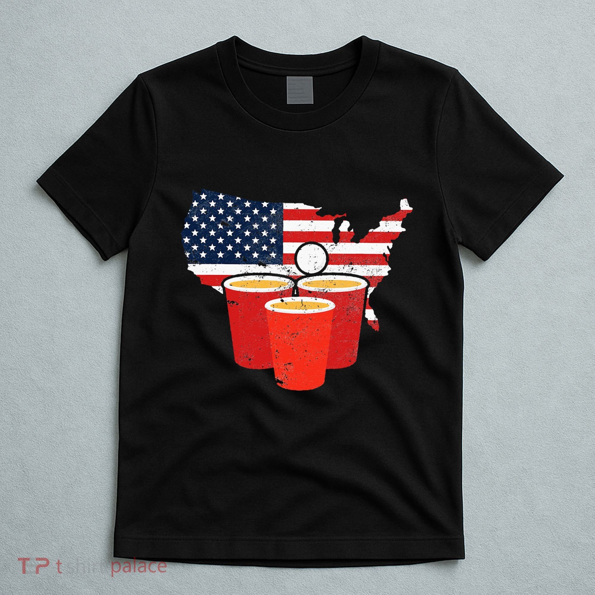 4th Of July I Beer Pong American Flag I College Party T-Shirt