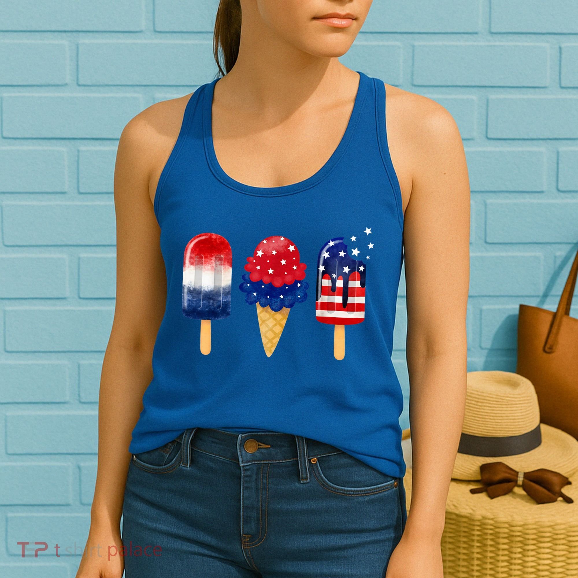 4th of July Popsicle American Flag Patriotic Summer Boy Girl Women's Tank Top