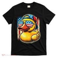 4th Of July Patriotic Rubber Duck Usa Flag Gift Funny Duck T-Shirt thumb 0